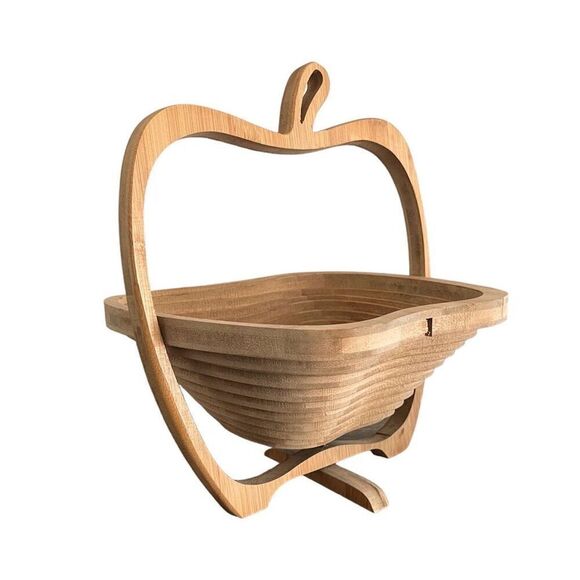 Collapsible Wooden Spiral Apple Fold Up Basket - Picture 1 of 8